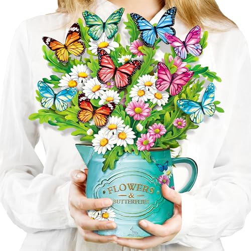 Airpark Pop Up Flower Cards, Succulent Plants, 12inch Forever Flower Bouquet 3D Popup Greeting Cards with Blank Note Card and Envelope for Birthday, Mother's Day, Holiday Decorations
