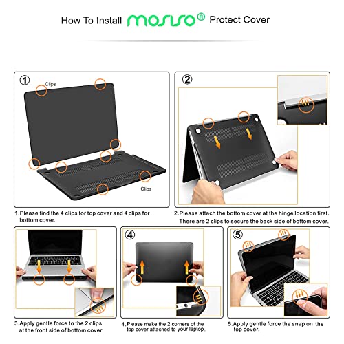 MOSISO Compatible with MacBook Pro 13 inch Case M2 2025, 2024, 2023, 2022-2016 A2338 M1 A2251 A2289 A2159 A1989 A1708 A1706 with/Without Touch Bar, Plastic Hard Shell&Screen Protector, Black