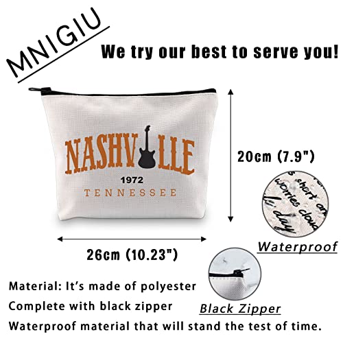 MNIGIU Country Music Cosmetic Bag Nashville Trip Makeup Zipper Pouch Girls Trip Gift Tennessee Gift