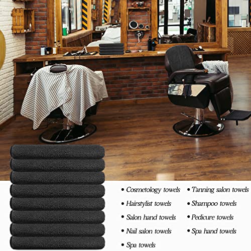 36 Packs of Bleach Proof Towels Microfiber Absorbent Salon Towels Bleach Resistant Salon Hand Towels for Gym, Bath, Spa, Shaving, Shampoo, Home Hair Drying, 16 x 28 Inches (Black)