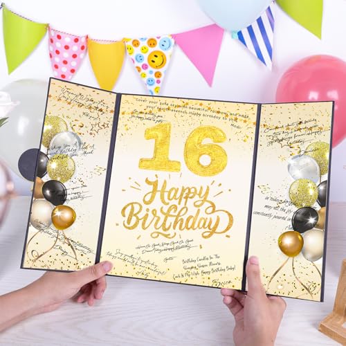 Tnvee 65TH Birthday Party Guest Book Birthday Decorations for Women, Large 19" x 12.2" Rose Gold Signature Signature Card Board Party Supplies Gifts for 65 Years Old Mom Retiree