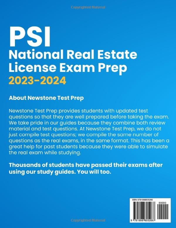 PSI National Real Estate License Exam Prep 2023-2024: Complete Review + 9 Tests and Answer Explanations for Brokers and Salespersons