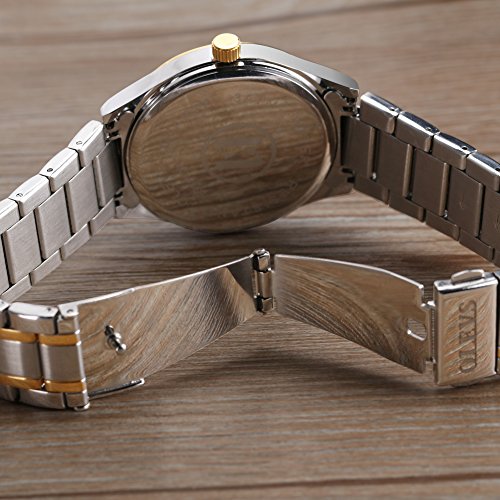 OLEVS Valentines Couple Pair Watches for Men and Women Lovers Romantic Wedding Gifts Set of 2,His and Hers Business Black Dial Quartz Day Date Wrist Watch Waterproof Luminous with Stainless Steel Band