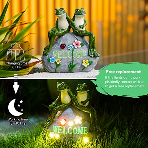 Nacome Solar Garden Outdoor Statues Turtle with Succulent and 7 LED Lights - Lawn Decor Tortoise Statue for Patio, Balcony, Yard Ornament - Unique Housewarming Gifts
