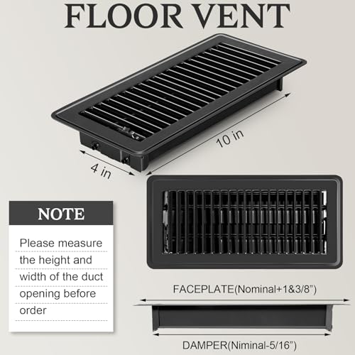 Gmurnai 4x12 Floor Vents Heavy Duty Floor Registers, Floor Air Vent Covers 4 X 12 for Home Floor Wall Ceiling, Rust Proof Finish Registers Grilles & Vents (1, Brown, 4x12 Inches)