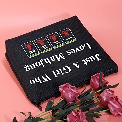 JXGZSO Lucky Mahjong Tiles Makeup Bag Who Loves Mahjong Board Game Storage Bag For Mahjong Lover