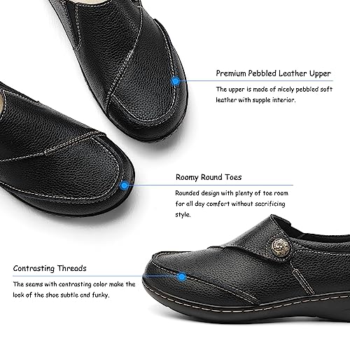 TERRIKAT Women's Classic Casual Brown Leather Loafers Cute Moc Toe Slip On Comfort Walking Flats Lightweight Work Shoes 6.5 M US 1202-Hz6.5