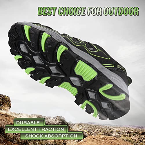 UOVO Boys Shoes Boys Sneakers Boys Tennis Running Shoes Waterproof Hiking Shoes Kids Athletic Outdoor Sneakers Slip Resistant(Little/Big Boys) Black/Green 6.5 Big Kid