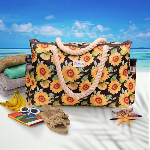 SHYLERO Beach Bag and Pool Bag. Has Airtight Pouch, Key Holder. Beach Tote is Zippered, Waterproof (IP64) - L22xH15xW6