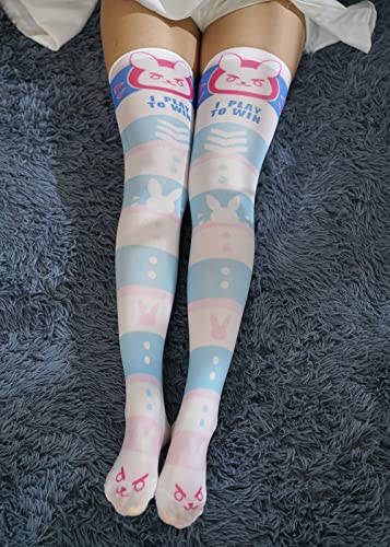 CAT KO Women's Kawaii Thigh High Socks Cute 3D Anime Strawberry Over the Knee High Stocking for cosplay (Dva)