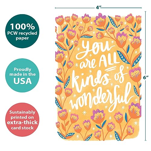 Tree-Free Greetings - All Occasion Cards - Artful Designs - 12 Cards + White Envelopes - Made in USA - 100% Recycled Paper - 4"x6" - All Kinds of Wonderful (FS60007)