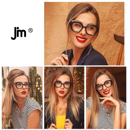 JM 3 Pack Oversized Cat Eye Reading Glasses for Women Funky Blue Light Flexible Cateye Readers +4.0