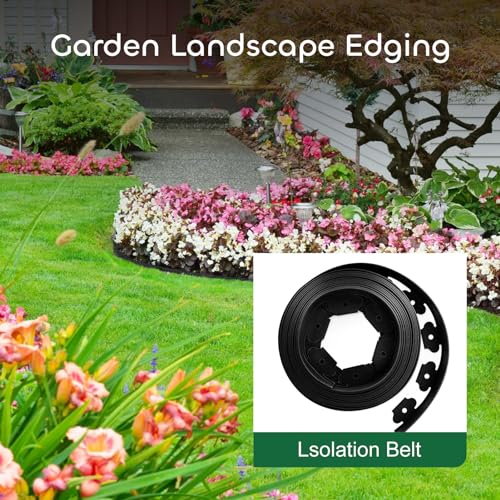 GROWNEER 2 in Tall, 33FT No-Dig Landscape Edging, Rubberific Landscape Edging Garden Edging Border with 30 Pcs Garden Staples, 1PC Hammer Edging for Landscaping Garden, Flower Beds, and Lawn (Black)