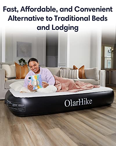 OlarHike Twin Air Mattress with Built in Pump,Inflatable Blow Up Mattresses Storage Bag for Camping,Travel&Guests,13" Airbed-High Speed Inflation Black Bed,Camping Accessories,Indoor