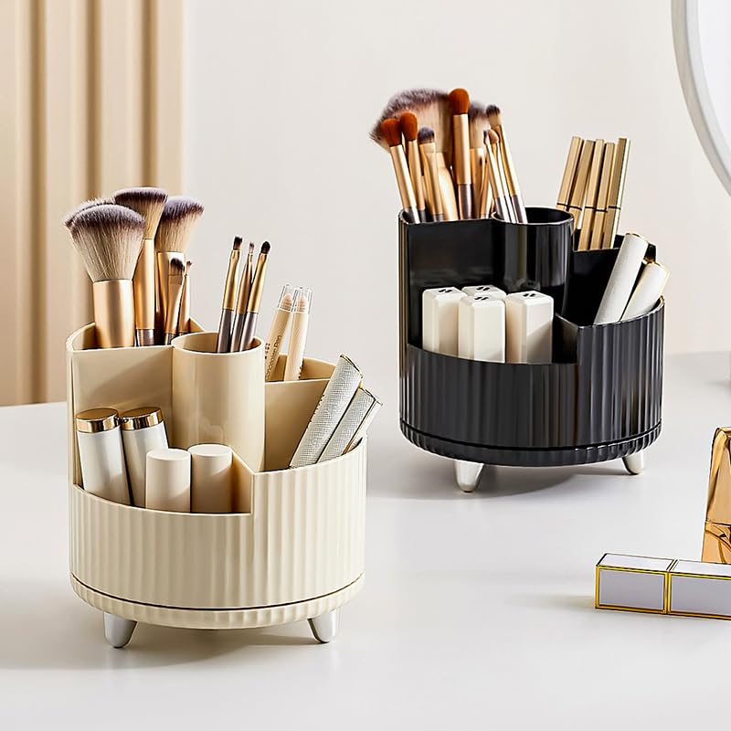 Makeup Organizer for Vanity, 360° Rotating Makeup Organizer, Large Capacity Cosmetic Display Case, Cosmetic Organizer with Brush Holder for Lotion Lipsticks Skincare and Hold All Your Makeup Products