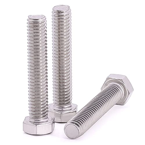 M12-1.75 x 40mm (8 pcs) Hex Head Bolts, 304 Stainless Steel 18/8, Hexagon Head Bolts, Full Thread Coverage, Coarse Thread, Strong, Durable, Thread Size Ranges from 3mm to 20mm Head Bolts, DIN933