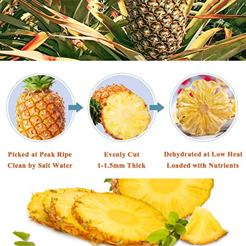 Mkostlich Dried Pineapple Slices, Dehydrated Pineapple Slices for Cocktail Garnish Drinks Baking Fruit Tea, No Sugar Added No Sulphur, Edible Dry Pineapple Flowers, 100g/3.52oz (Pack of 1)