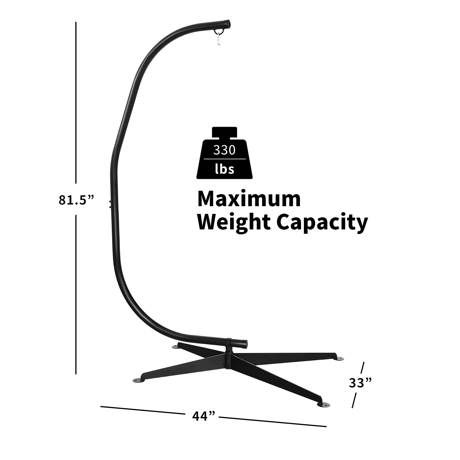Giantex Hammock Chair Stand Only, Heavy Duty Steel C-Stand for Hanging Chair, 360° Rotation Egg Chair Stand W/Carabiner, 2" Diameter Steel Pipe, 81.5" H Stand for Swing Chair Outdoor Indoor