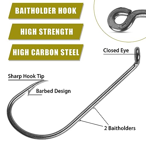 Fishing Hook Rigs Baitholder Snelled Fishing Hooks Saltwater Steel Wire Leader Rigs for Bass Catfish Fishing Lure Rigs