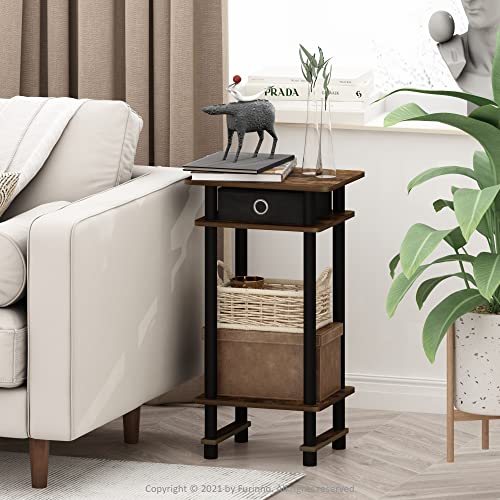 Furinno Turn-N-Tube Tall End Table, Columbia Walnut/Black/Dark Brown