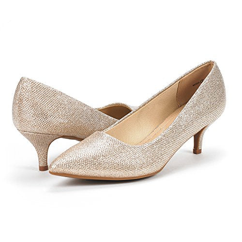 DREAM PAIRS Women's Pumps Kitten Heel Pointed Toe Shoes for Women Comfortable Office Work Dress Shoes,Size 9.5,Pink/Suede,Moda