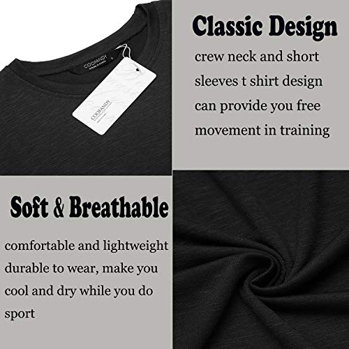 COOFANDY Men Muscle Workout T Shirt Gym Bodybuilding Active Short Sleeve Tee Top White