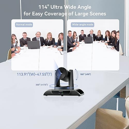 Tenveo PTZ Conference Camera 3X Optical Zoom 1080P 60FPS Wide View Angel Conference Room PTZ Camera USB3.0/HDMI/RS485/RS232 Works with Zoom Skype Teams for Room Meeting(VHD3UPro)