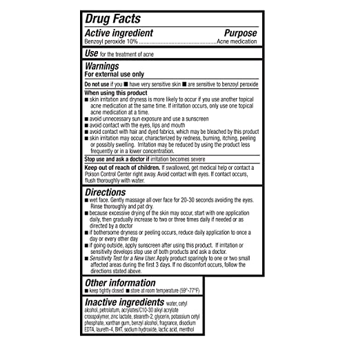 Amazon Basics Daily Acne Control Cleanser, Maximum Strength 10% Benzoyl Peroxide Acne Medication, 5 Ounce