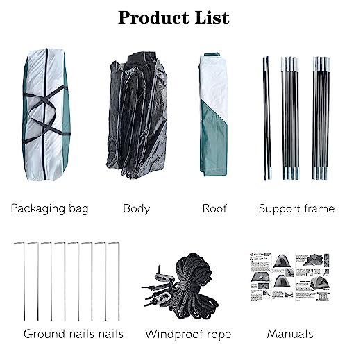 Suzhi 6/8 Person Tents for Camping Waterproof, 8 Man Tent 2 Room Tents for Camping Family Camping Tents Tall Tents Two Sides Large Mesh Windows, 2 Wider Doors, Portable with Carry Bag