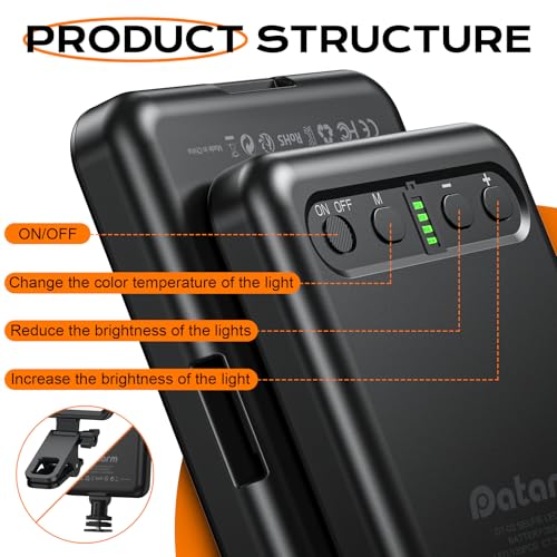 Rechargeable Soft Selfie Light for Phone, Camera, Laptop, 4-14H Battery Portable LED Light for Pictures, Phone Light Clip for Selfie, Vlog, TikTok, Makeup, Video Conference Black