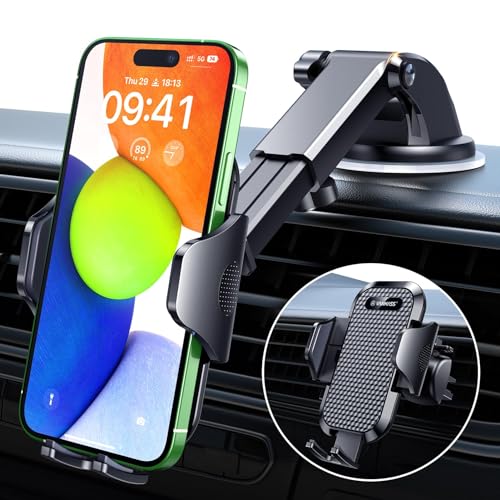 VANMASS Car Phone Holder 2024 Military-Grade Phone Holder for Your Car Windshield Dashboard【 65 Lbs Strongest Suction】【Patent & Safety Certs】 Universal Cell Phone Car Mount for iPhone Samsung Android