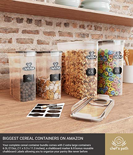 Chef's Path Airtight Food Containers - Set of 2 for Kitchen & Pantry - BPA Free for Cereal, Rice, Flour, Sugar - Bulk Storage - Big Containers