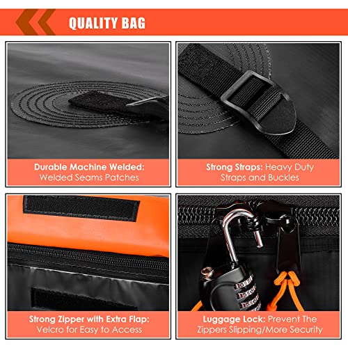 MeeFar Hitch Mount Cargo Carrier Bag Soft Shell 100% Waterproof 15 Cubic Feet (58" 19" 24") Include 8 Reinforced Straps for Truck Pickup All Vehicle with Steel Cargo Basket