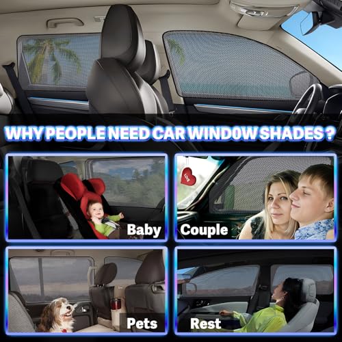 ZATOOTO Car Window Shade for Baby, Car Shades for Back Windows Heavy Duty Double Sided Mesh Rear Window Sun Shade Silver for Sun Reflection Black for Privacy Car Sleeping Camping Remote Telecommuting