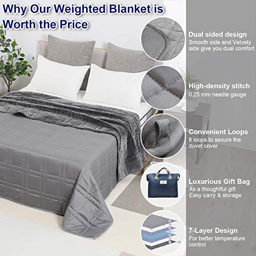 Double-Sided Weighted Blanket King Size 30lbs(88''x104'', All Season Use), Warm Short Plush and Cool Tencel Reversible Weighted Blanket, California King Size for Adults & Couple - Carry Bag Included