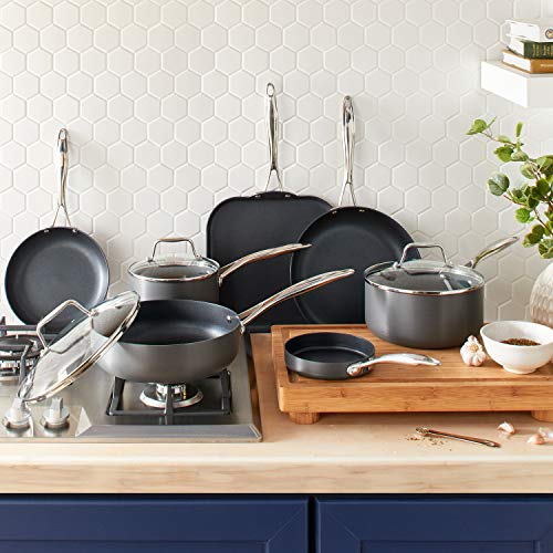 Amazon Basics Mini Sauce Pan With Lid, 2-Quart, Hard-Anodized Non-Stick Aluminum, Gray (Previously Stone & Beam brand), pack of 1