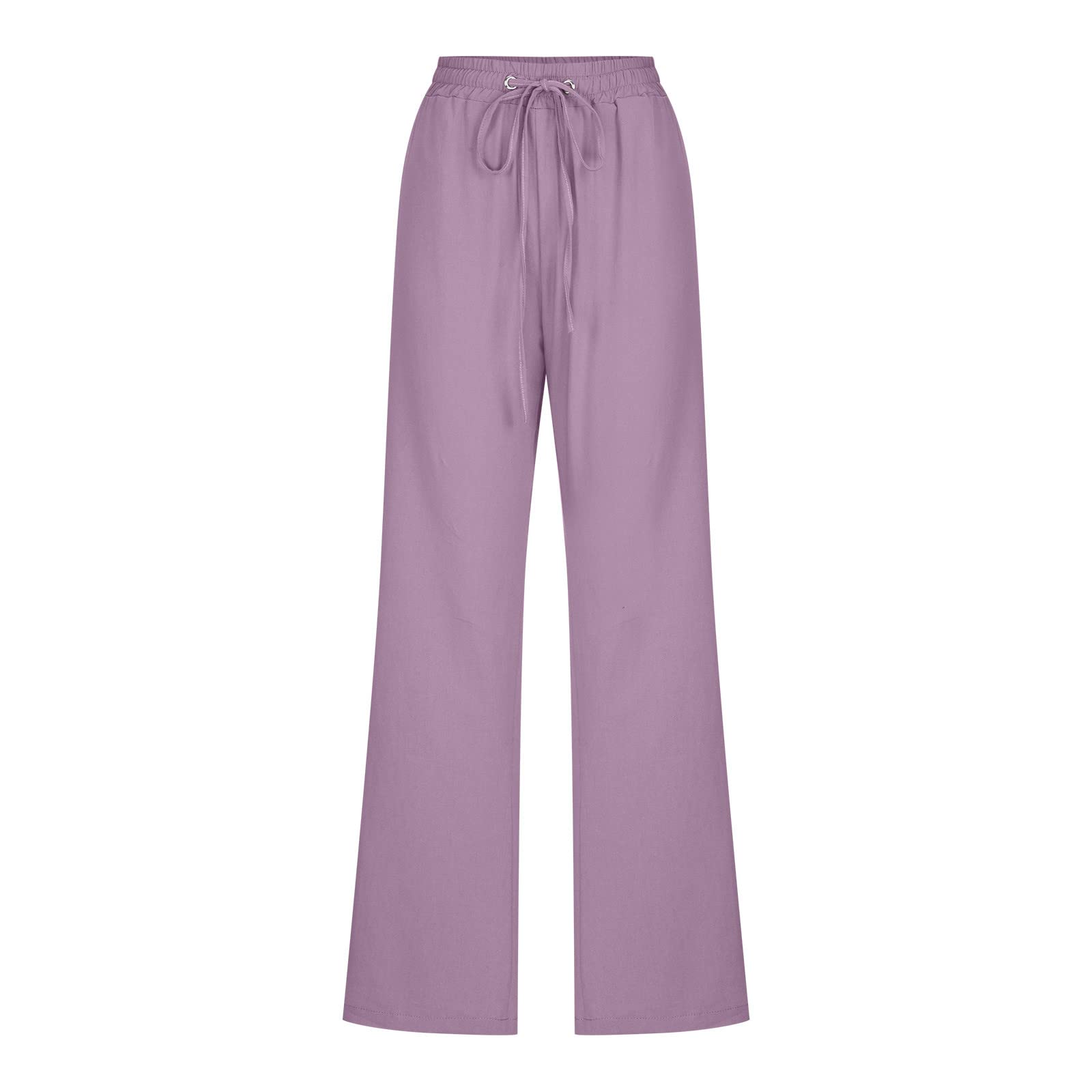 LRMQS Day Prime Deals Today 2024 Womens Casual Linen Pants 2024 Spring Drawstring Elastic Waist Trousers with Pockets Lounge Fashion Vacation Clothing My Orders Lightning Deals of Today Prime