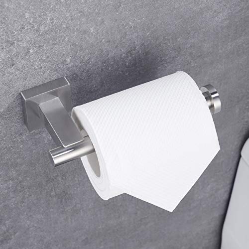Hoooh 5-Piece Bathroom Accessories Set Brushed Stainless Steel Wall Mount - Includes Double Towel Bar, Towel Ring, Toilet Paper Holder, 2X Robe Hooks, BS101S5-BN