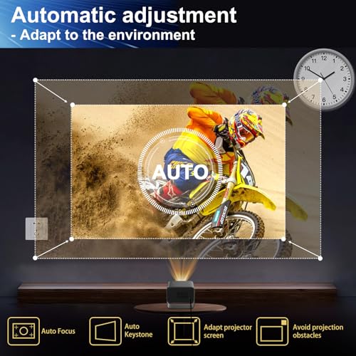 [Auto Focus/Keystone]HIPPUS Projector with WiFi 6 and Bluetooth, Projector 1080P Native 500 ANSI,Object Avoidance, and Screen Adaption, Projector Compatible with iOS/Android（Grey）