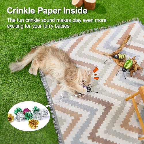 Potaroma Realistic Bug Catnip Cat Toys Crinkly Sound, Durable Kitten Bite Interactive Kicker Toys for Indoor Exercise 3.5"