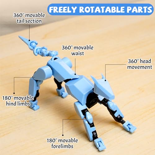 (Assembly Completed) T13 Action Figure Set, Robot Dog Action Figure 3D Printed robo Dog, Multi-Joint Movable Robot Dog, Dummy Dog Gift for Collectors Desktop Decorations (Black)