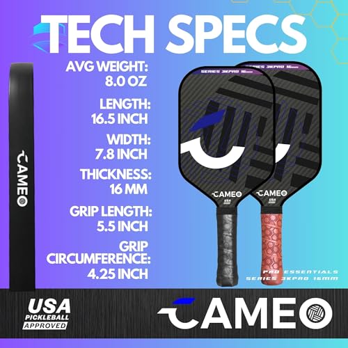 Pickleball Paddles | 3K Graphite Carbon Fiber Pickleball Paddle | 16mm Pickle Ball Paddle | Pickleball Paddles Carbon Fiber Control & Power | Pickleball Racket Pro | USAPA Approved