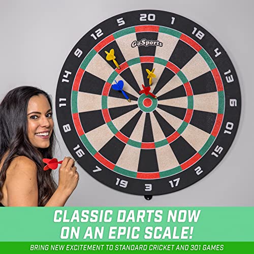 GoSports Giant 3 ft or 4 ft Cork Dartboards - Includes 12 Giant Darts and Scoreboard - New Fun Twist on Darts