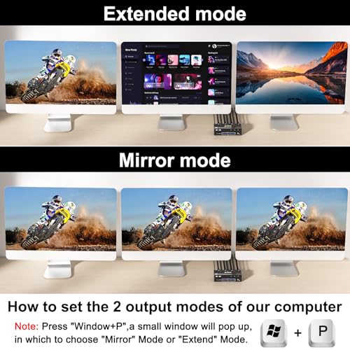 KVM Switch 3 Monitors 3 Computers 8K@60Hz 4K@144Hz, Camgeet HDMI+2 Displayport KVM Switch Triple Monitor for 3 Computer Share 3 Monitor and 4 USB3.0 Devices,Wired Remote and 12V power adapter Included
