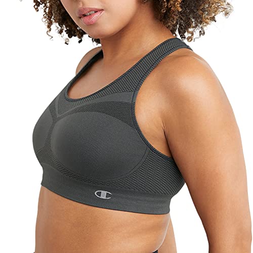 Champion, Infinity Racerback, Moderate Support, Seamless Sports Bra for Women, Asphalt, X-Small