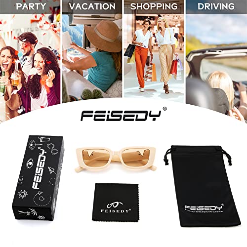 FEISEDY Small Rectangle Sunglasses for Women Men Vintage Trendy Y2K Rectangular Sunglasses B9066