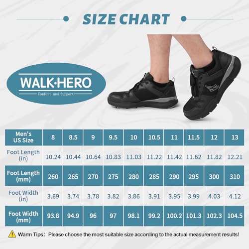 Mens Walking Shoes for Plantar Fasciitis, Orthopedic Sneakers for Men with Arch Support, Wide Toe Box Shoes for Pain Relief with Non Slip Rubber Sole(Grey, 8)