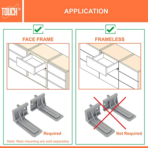 TOUCH Undermount Drawer Slides, Self-Soft Close (1 Pair, 12 Inch 305mm) for 1/2 and 5/8 Inch Side Panel, Kitchen Concealed Drawer Track Guide, Bottom Mount, 75 LB Capacity 3D Adjustable Lock Device.