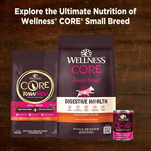 Wellness CORE Natural Grain Free Small Breed Mini Meals Wet Dog Food, Chunky Chicken & Chicken Liver Entrée in Gravy, 3-Ounce Pouch (Pack of 12)