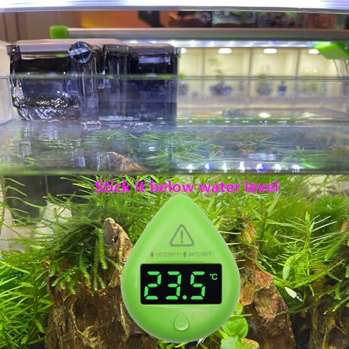 Aquarium Temperature Alarm Monitoring Tool Mini Digital Alarm Thermometer Fish Tank Mini Terrarium Tank Turtle Tank Tropical Fish Bowl Digital Thermometer Accurate LED Display to ±0.9℉